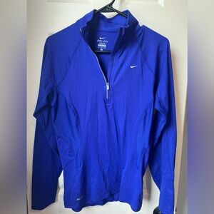 Nike dri-fit running top with zipper in electric blue